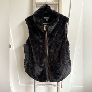 Black Faux Fur Quilted Vest
